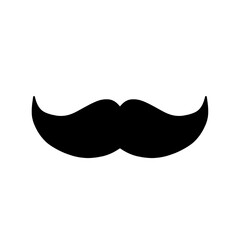 black mustache flat style vector illustration icon isolated on white and transparent background