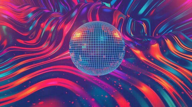 Discothemed Party InvitationDesign an invitation for a discothemed party, featuring your tees disco ball graphic and slogan alongside psychedelic patterns and funky fonts, setting the tone for a night