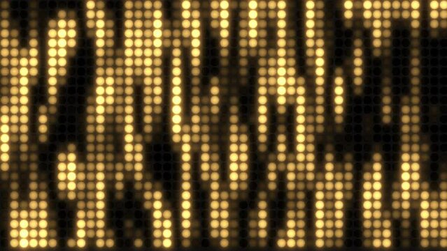 4K map with shiny random falling dots. Light abstract gold spotlight background. LED yellow lights move downwards. Looping animation