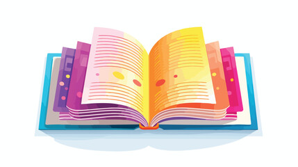 Open paper book with empty pages and colorful bookm