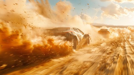 Craft an image depicting a high-speed chase through the desert