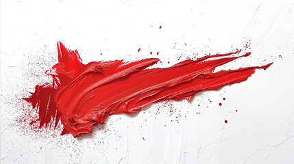 A painting of red paint on a white wall 