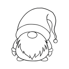 Line art cute Christmas gnomes design for coloring book isolated on a white background