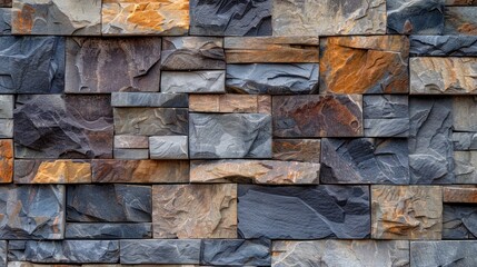 Exterior design building Stonewall texture for natural background. AI generated image