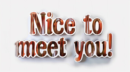 Nice to meet you! displayed in clear, legible letters, expressing politeness and sincerity against the backdrop of pure white.