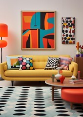 a living room design with a mid-century modern aesthetic