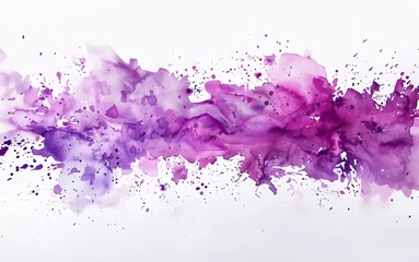 Abstract purple watercolor on white background. Color splashes on paper