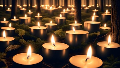 burning candles in the forest create with ai