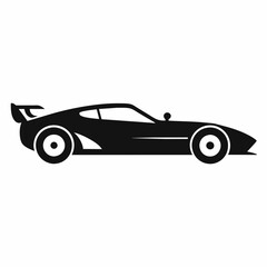 Racing car silhouette vector illustration isolated on white background. Logotype racing car design.