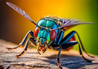 Fototapeta premium Macro image of colorful metallic Hover Fly