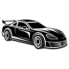 Racing car silhouette vector illustration isolated on white background. Logotype racing car design.