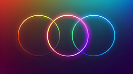 Abstract neon background ,Multicolored neon glowing ring circle abstract design ,Abstract neon circle on a black background