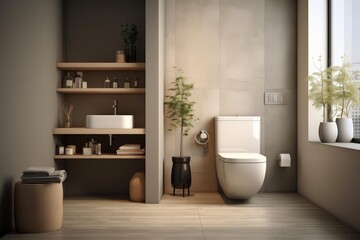 a photorealistic visualization of a modern bathroom
