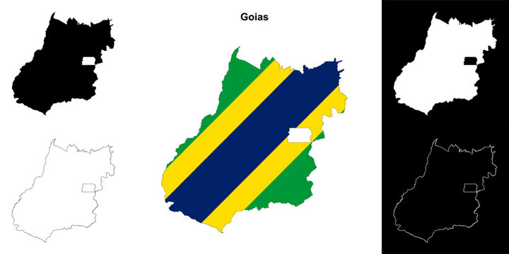 Goias state outline map set
