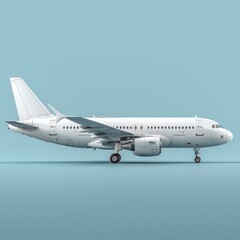 Blank Glossy White Airplane Or Airliner Side View. Generative AI 