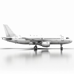 Blank Glossy White Airplane Or Airliner Side View. Generative AI  - obrazy, fototapety, plakaty