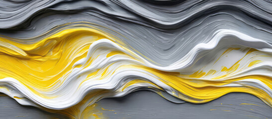 Grey, yellow and white impasto abstract acryl background. Gradient colors oil painting
