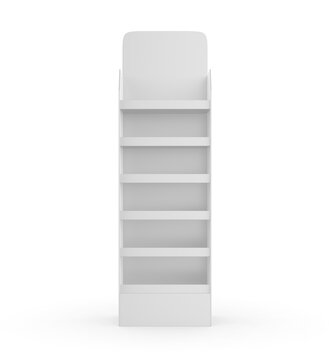 POS POI floor product blank display rack stand, 3d illustration.