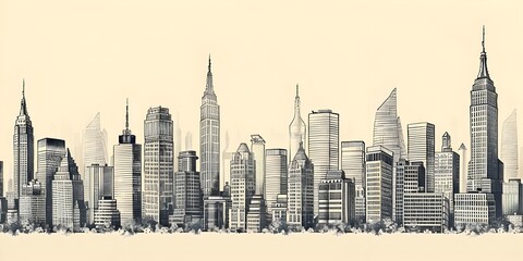 Iconic City Skyline Inspired Home Decor for Urban Lifestyle and Modern Living Spaces - obrazy, fototapety, plakaty