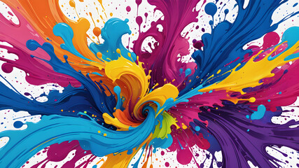 Vibrant Abstract Ink Swirls of Whimsical Contemporary Composition