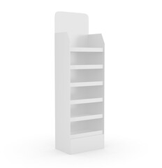 POS POI floor product blank display rack stand, 3d illustration.
