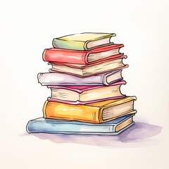 Backtoschool books watercolor, stacked backtoschool books watercolor