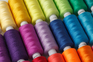 Set of colorful spools of thread
