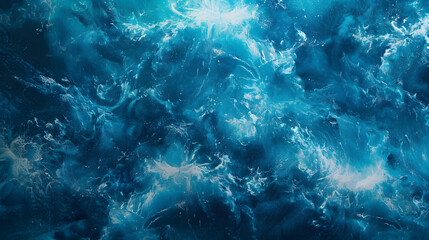 Fototapeta na wymiar Closeup of electric blue ocean waves crashing on shore
