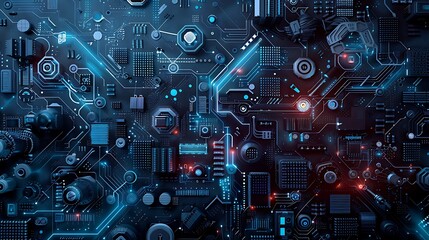 Network Design AI Abstract Futuristic Electronic Circuit Technology Background,ネットワーク デザインのAI の抽象的な未来的な電子回路技術の背景,Generative AI - obrazy, fototapety, plakaty