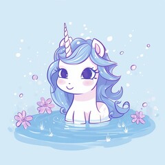 water unicorn, serene water unicorn - obrazy, fototapety, plakaty