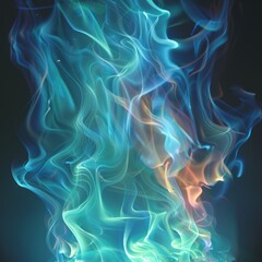A flame that burns in shades of blue and green, casting a surreal glow, super detailed , ultra HD,