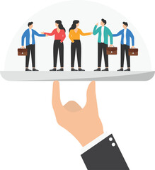 Business service team on a platter - Business Concept vector illustration

