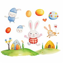 Easter games watercolor, fun Easter games watercolor