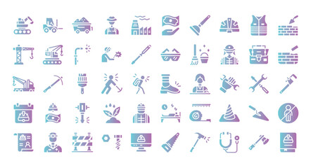 Fototapeta premium Labor Day Icons Bundle.Flat gradient icons style. Vector illustration.