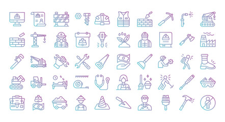 Labor Day Icons Bundle.Gradient outline icons style. Vector illustration.