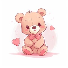 Valentine teddy bear watercolor, cuddly Valentine teddy bear watercolor