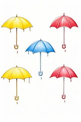 Obraz premium wet umbrellas watercolor, dripping wet umbrellas watercolor
