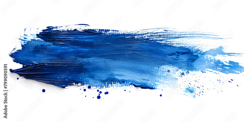 Wall mural Vibrant blue paint brush strokes in watercolor, isolated against a white background. Perfect for artistic or creative designs, crafts, and decorations.