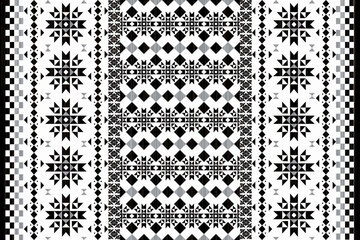 Native geometric pattern vector vintage style 2 tones black and white graphic design for clothing, home decoration, carpet, fabric, textile