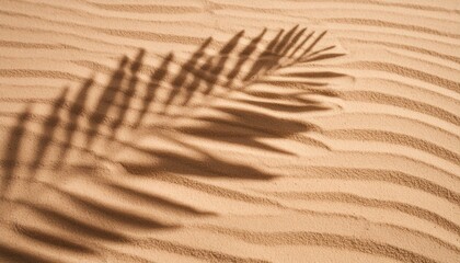 Beachside Bliss: Banner of Palm Leaf Shadow on Sandy Shore