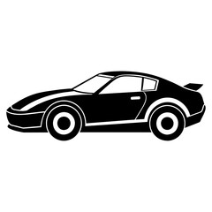 Racing car silhouette vector illustration isolated on white background. Logotype racing car design.