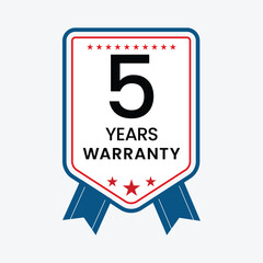 Fototapeta premium Warranty guaranteed blue and red labels on a white background