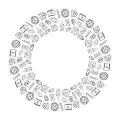 Frame of mail icon in hand drawn style