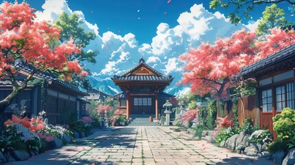 Obraz premium japanese garden in spring