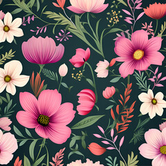 Photo of a beautiful floral background for clothes, textile, crockery etc. generative ai