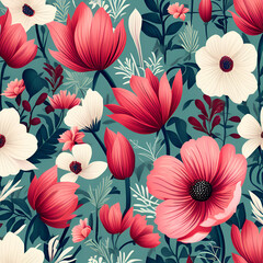 Photo of a beautiful floral background for clothes, textile, crockery etc. generative ai