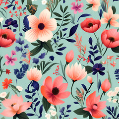 Photo of a beautiful floral background for clothes, textile, crockery etc. generative ai