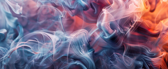 Translucent smoke curls and twists, painting an abstract background that entrances the eye. - obrazy, fototapety, plakaty