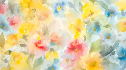 watercolor painting colorful bloomer Flowers with thin clear petals.