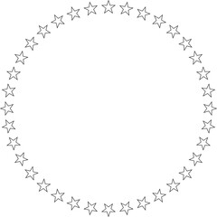 Stars of various sizes arranged in circle. Design element - Star circle vector. Black star shape. Vector illustration